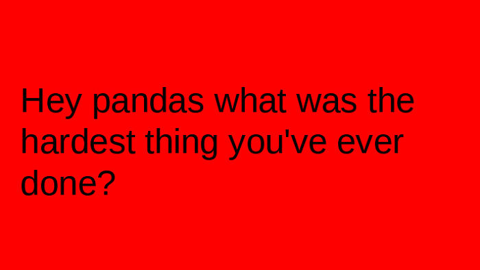 Hey Pandas What's The Hardest Thing You've Ever Done?