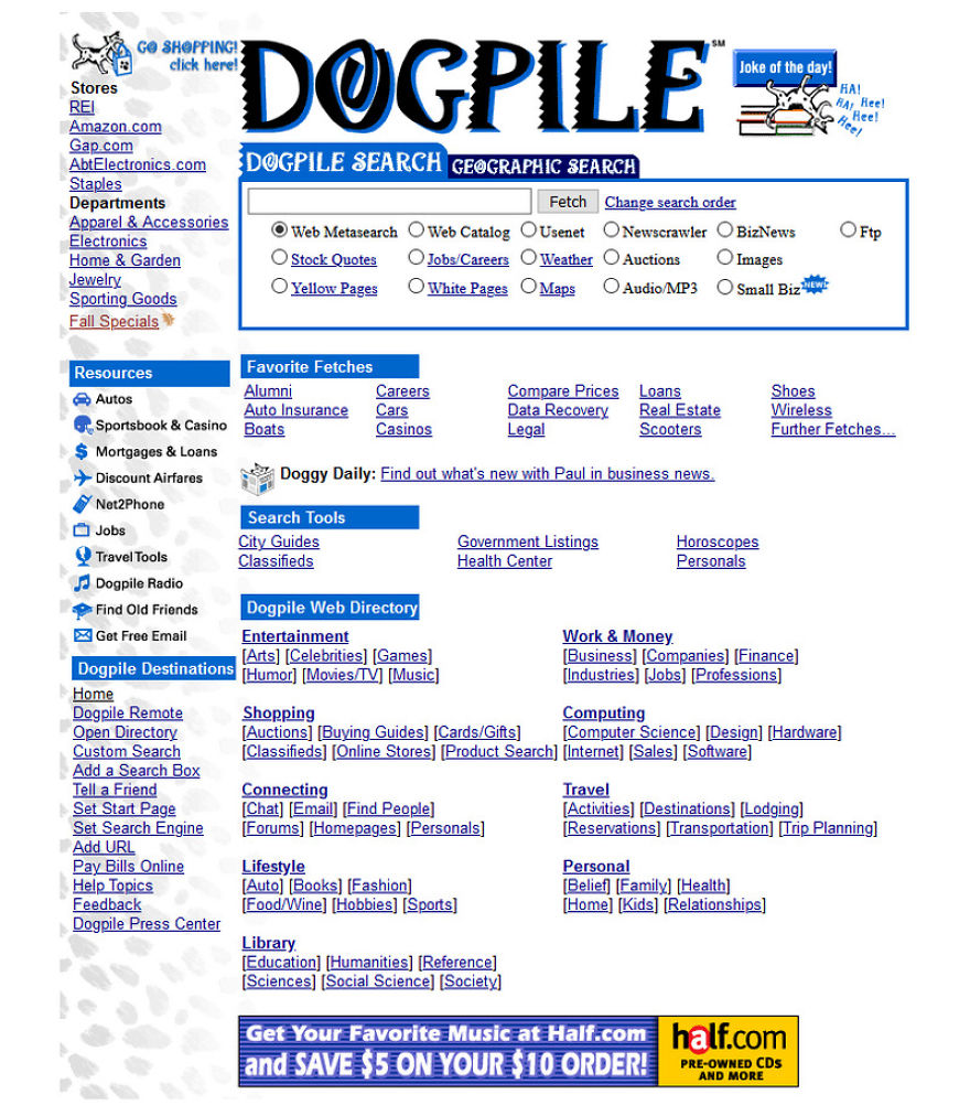 The Search Engines About Twenty Years Ago