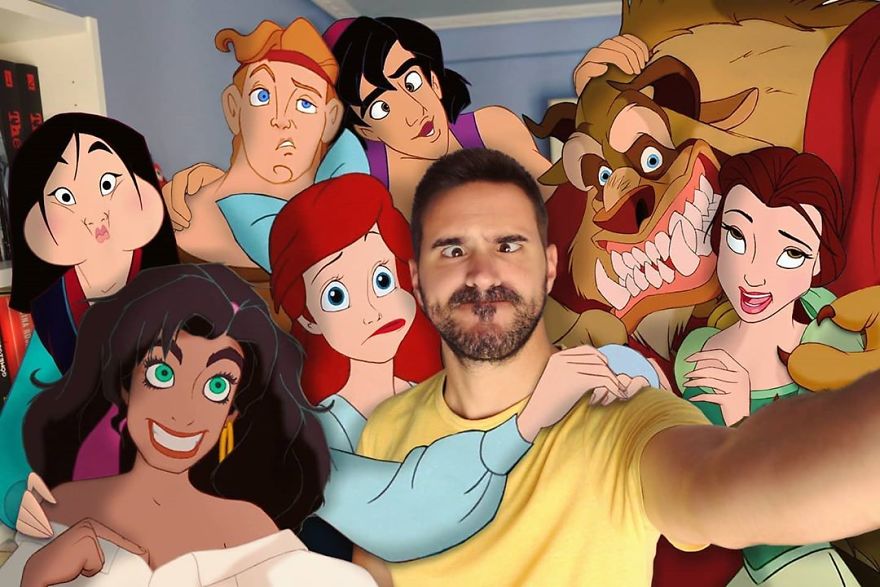 This Guy Is Interacting On Adventures With Cartoon Characters And The Result Is Really Fun