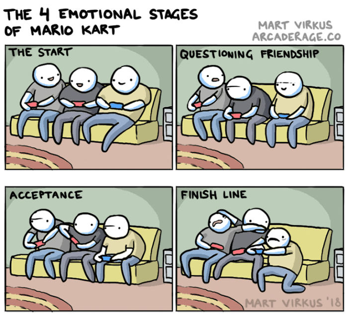 The 4 Emotional Stages Of Mario Kart
