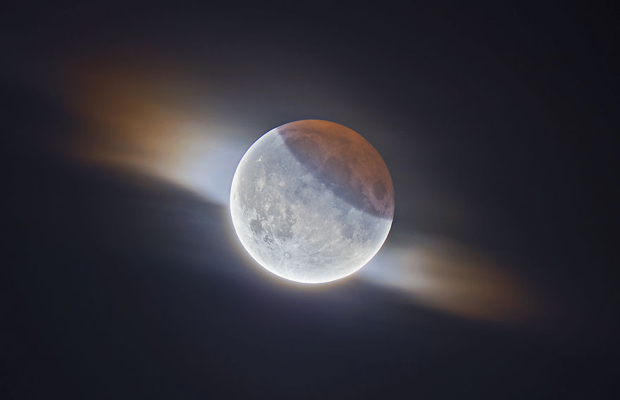 Our Moon Runner Up - 'Hdr Partial Lunar Eclipse With Clouds' By Ethan Roberts
