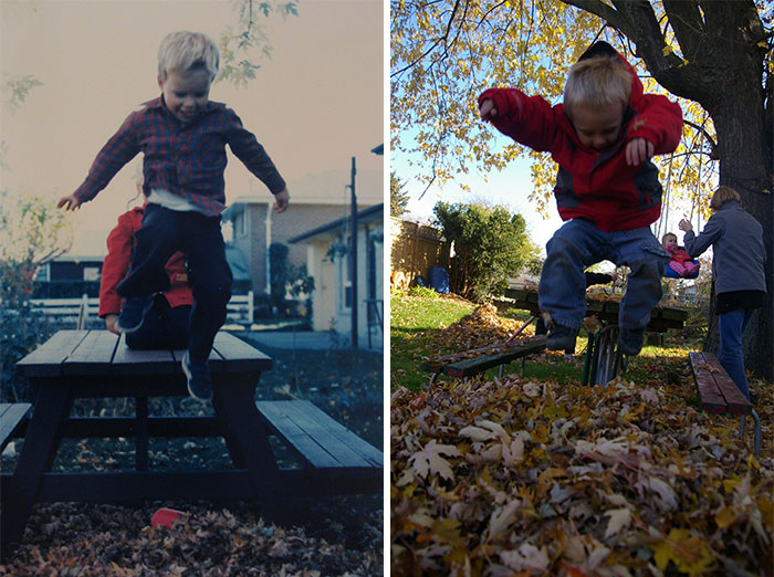 My Son In 2010, And Me In The 80's - Both In My Parents Back Yard