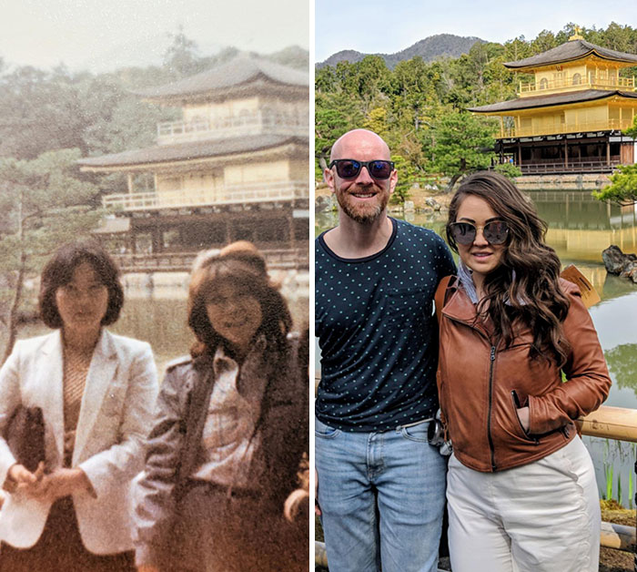 My Wife's Grandmother Passed Away Last Week. While Going Through Pictures, We Found The Picture From Her Time In Japan. We Took The Same Picture Last Year In Kyoto
