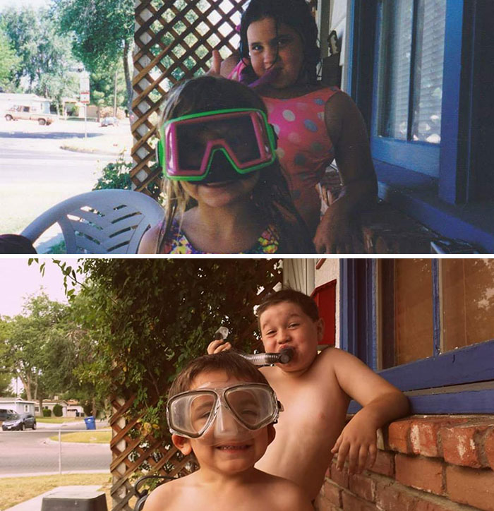 My Kids In 1998 And Their Kids In The Same Spot And Pose In 2018
