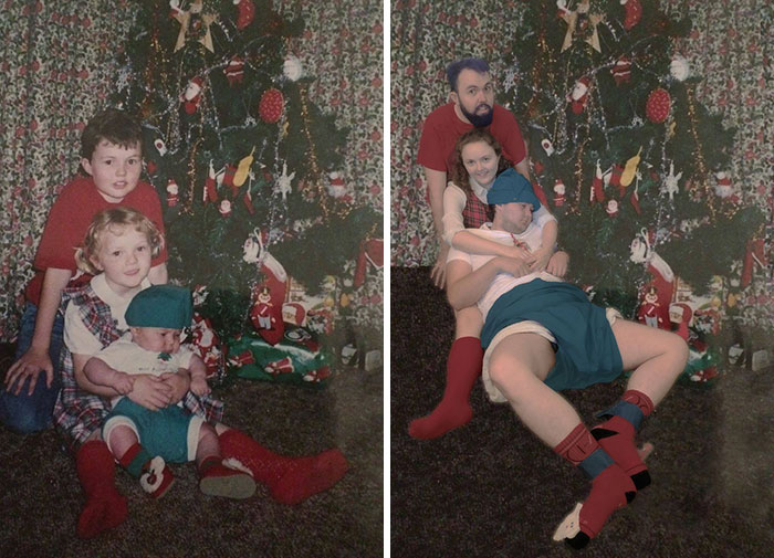 My Siblings And I Recreated A Christmas Photo From Our Youth
