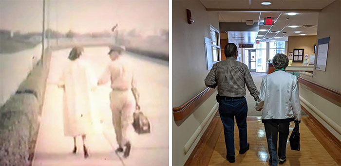 60 años después. Volviendo a casa tras el servicio militar en 1959, y ahora, tras la quimio, 2019