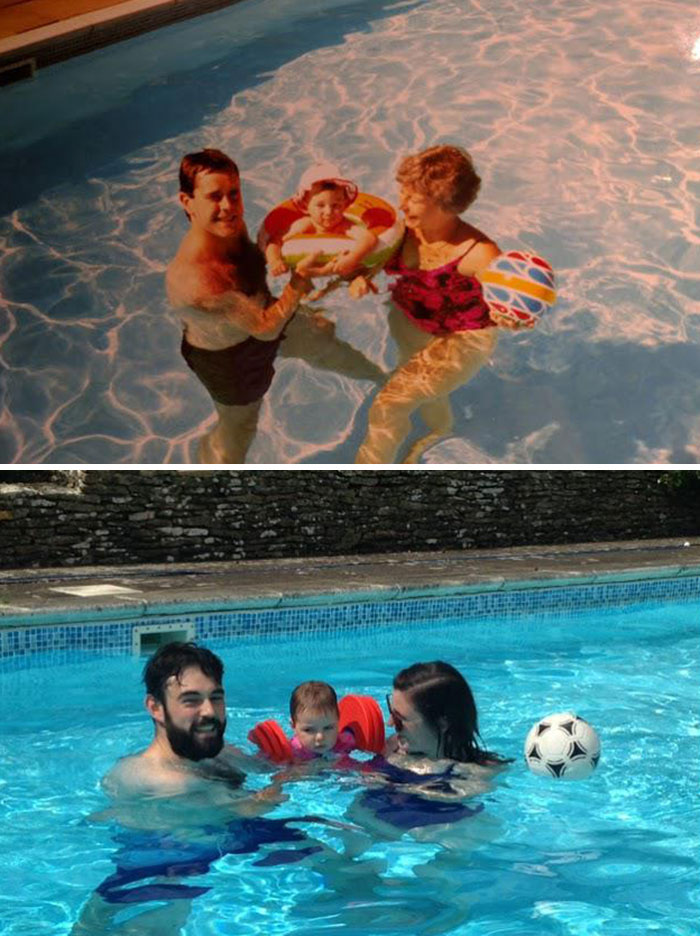 Same Pool 30 Years Apart, I'm The Baby In 1st And Dad In 2nd