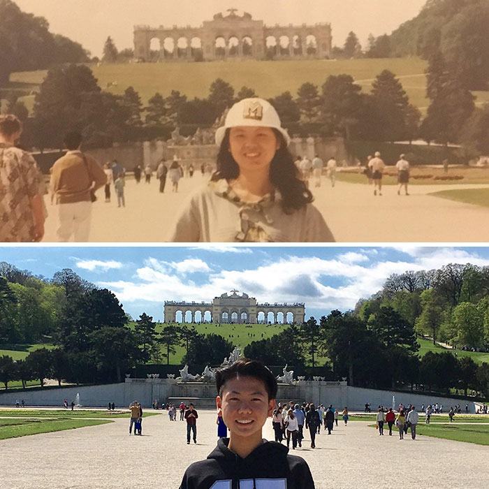I Looked Through My Mom's Photo Album To Find That She Took This Picture At Schönbrunn Palace During A College Trip In 1991. I Took The Same Picture In 2017