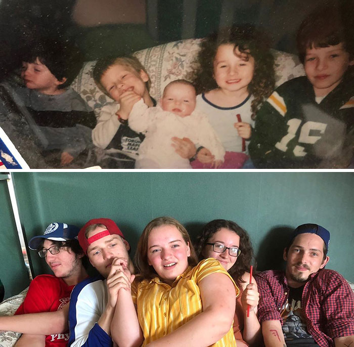 Cousins Remaking One Of Gramma’s Pictures. The Couch Could Barely Hold Them This Time. 2004-2020