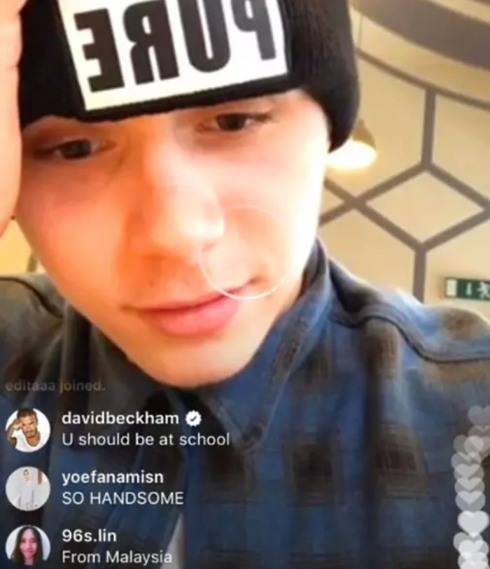 When Footballer David Beckham Told His Son Brooklyn To Get Off Facebook Live And Go To School