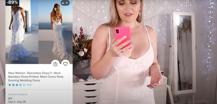 Woman Orders 10 Wedding Dresses From The Wish App, Shows The Expectations Vs. Reality