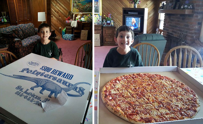 Le dijimos a nuestro hijo que solo podíamos pedir una pizza por su cumpleaños. Ha alucinado