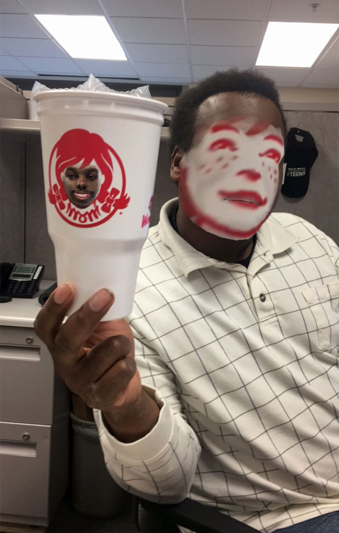 Friend Faceswapped With A Wendy's Cup. Results Better Than Expected
