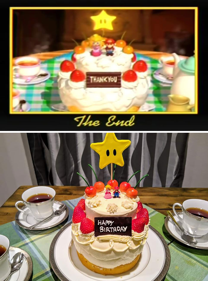 My Wife Asked What Kind Of Cake She Should Make. I Told Her That, Honestly, I've Always Wanted To Try Peach's Thank-You Cake From The End Of Super Mario 64