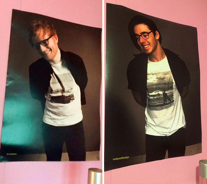 My Girlfriend Had A Poster Of Ed Sheeran And I Have A Big Printer And A Great Sense Of Humor (Took Her Two Hours To Notice)