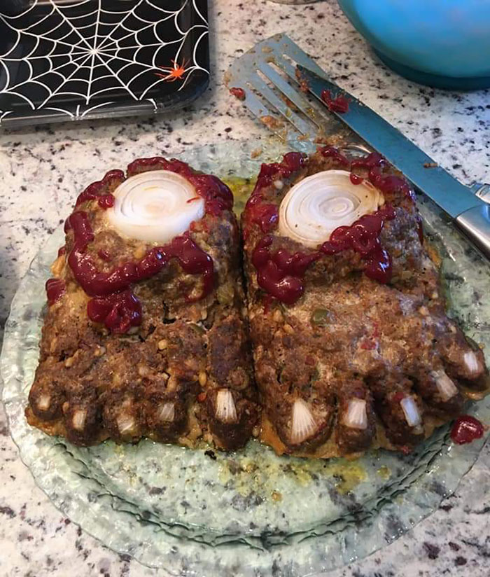 My Dad Was So Proud Of The "Feetloaf" He Made For Halloween. I Think He Nailed It