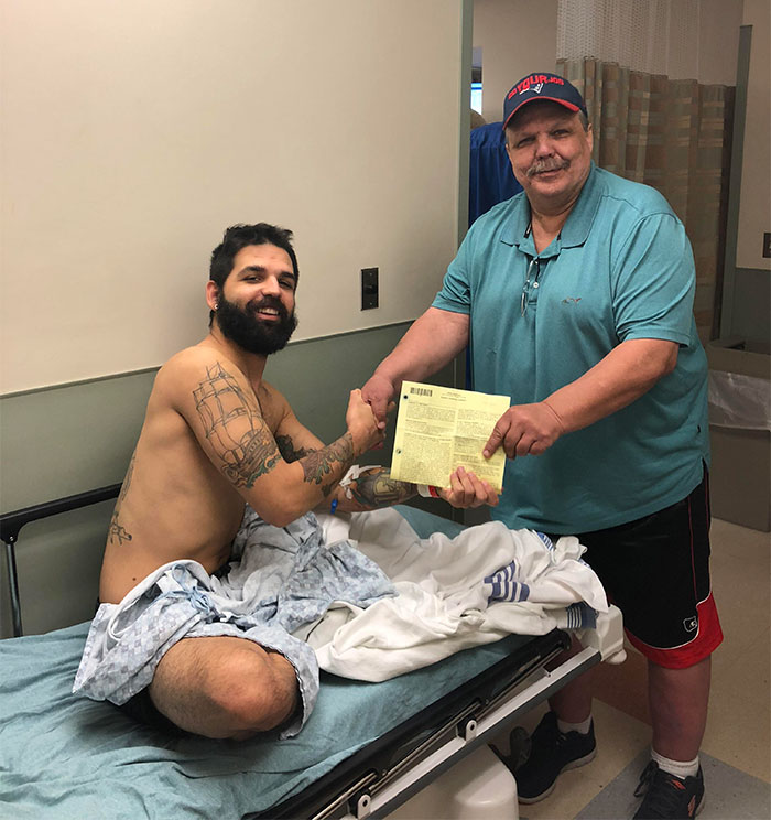 Missed My Master’s Graduation Because Of Aerosinusitis And Rushed To Emergency Room. Here’s My Dad Handing Me My Insurance Papers Pretending To Graduate Me