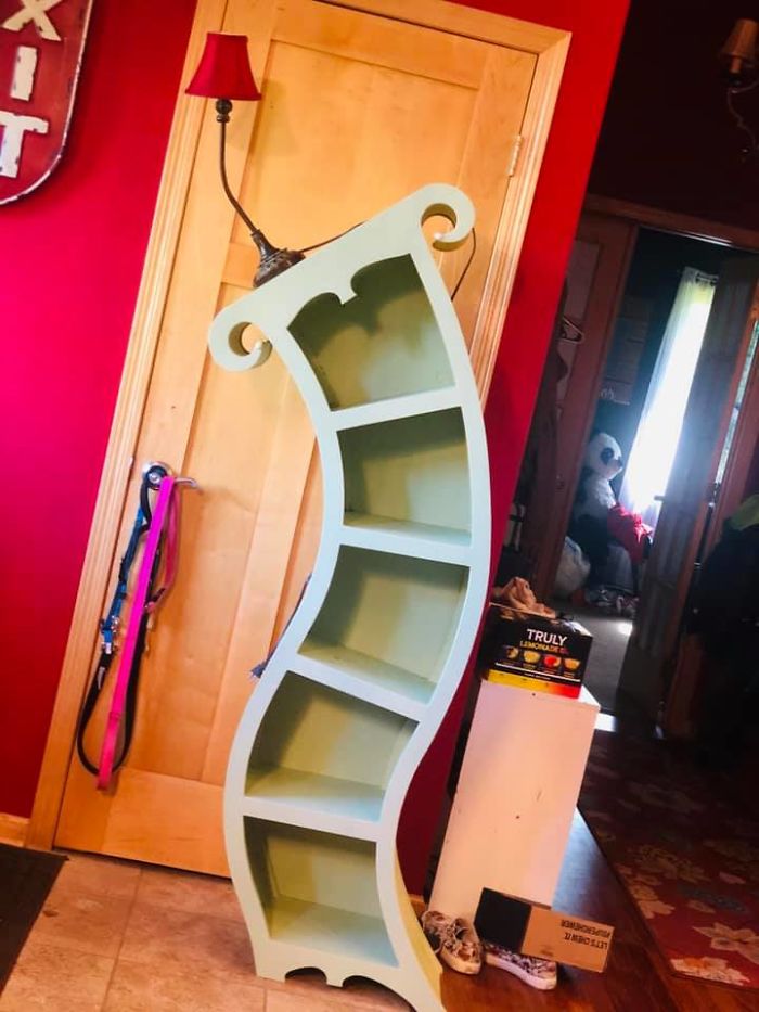 Got This Amazing Shelf, With A Lamp Yesterday At An Antique Store In Buffalo, Mn. I Plan On Repainting It. Not Sure If I Will Do It All One Color, Or Make It An Alice In Wonderland Theme