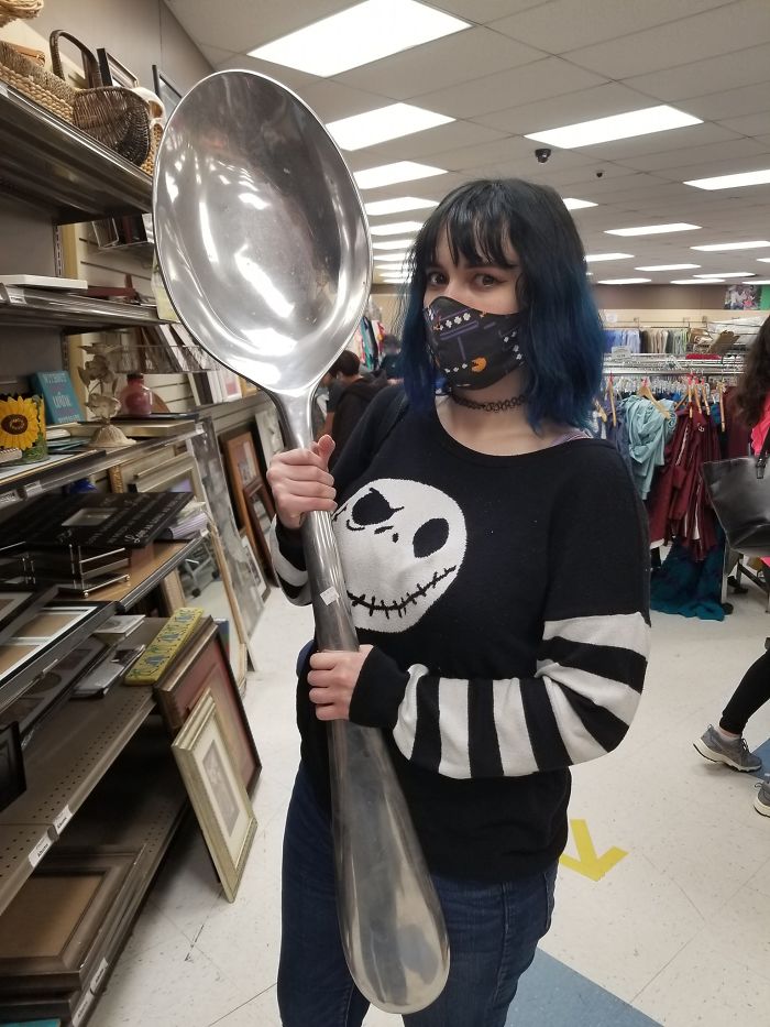 My Spoon Is Too Big! Found This At Goodwill (Weddington,nc) Today. It Stayed Because, Let's Face It, Who Has A Place In Their Home For A Giant Spoon? I'd Love To Meet That Person