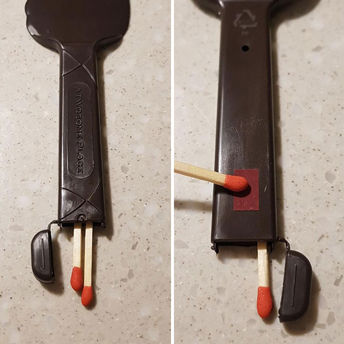 The Spatula That Came With The Cake From A Korean Bakery Has Matches Inside And A Spot On The Back Of The Spatula To Light Them