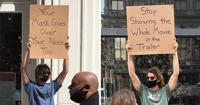 Dude Keeps Protesting Annoying Everyday Things With Funny Signs