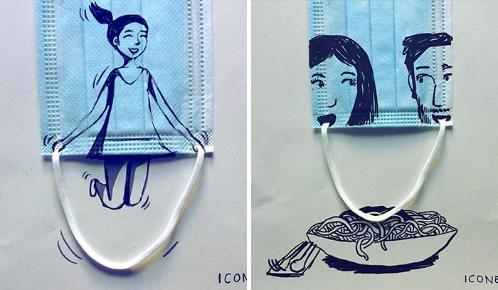 This German Artist Turns Face Coverings Into Art And Here Are 16 Of The Most Creative Ones