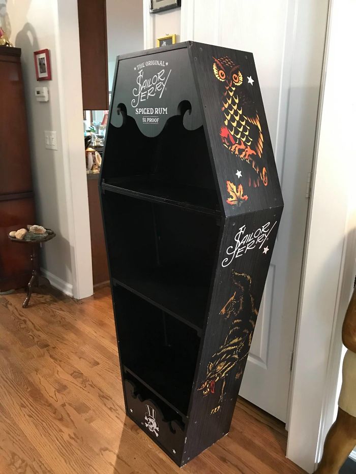 Bought This Display Shelf Today At A Yard Sale. Sailor Jerry Spiced Rum. I Thought It Was Pretty Cool