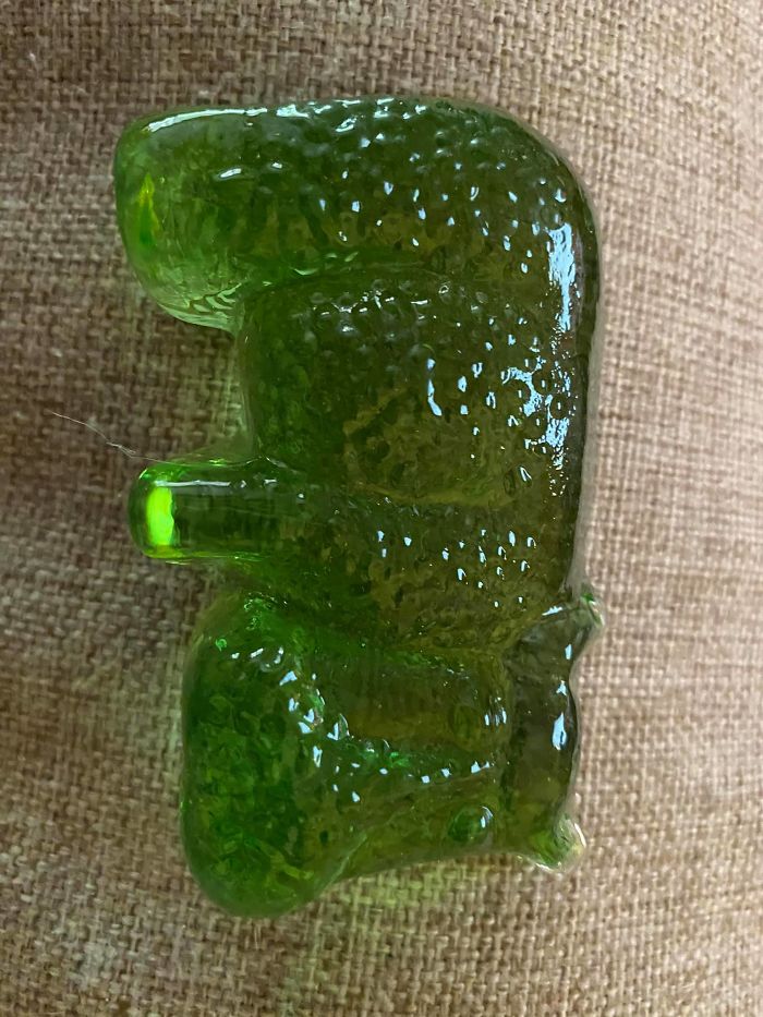My Uranium Glass House Hippo. I Had To Fight A Bit For Her On Ebay (So She Might Not Count) And She’s Not Unique, But I Love Her! She Really Needs A “Radiant” Name!!!