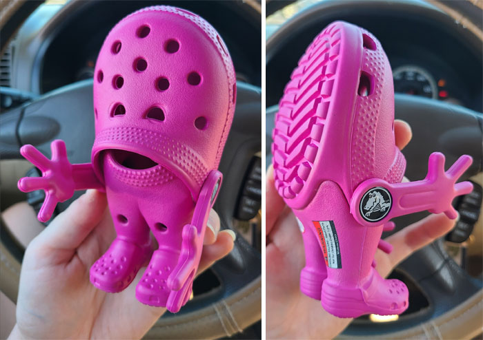 I Was Too Excited That I Didn't Get A Good Photo In Store But Its An Authentic Croc Figure Thing. He Was A Dollar. Made With Authentic Croc Foam, Complete With The Strap Logo And Shoe Sole Bottom.
