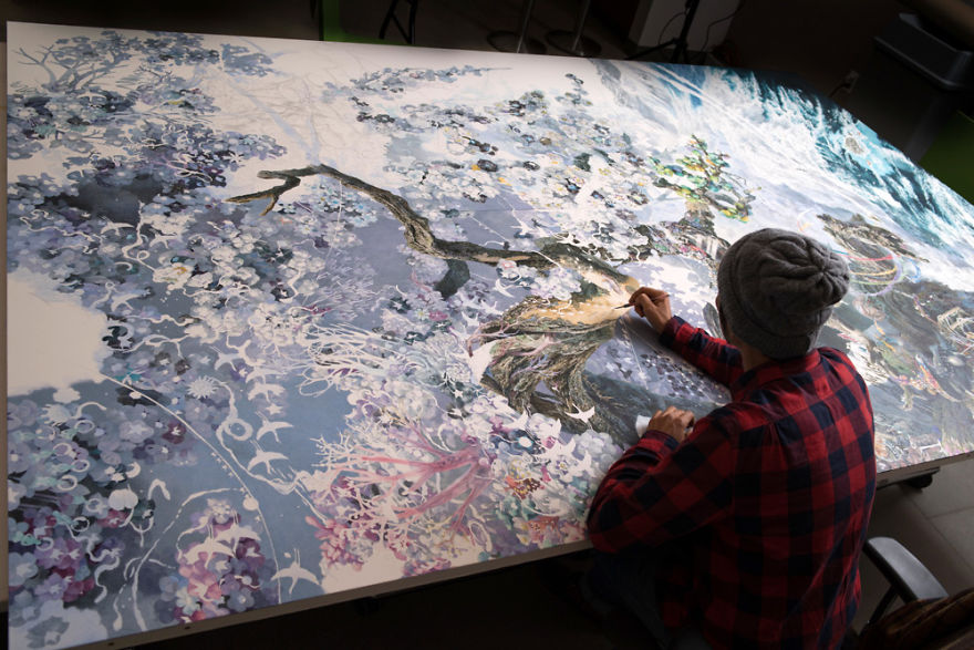 Japanese Artist Fits Entire Worlds Into His Drawings And His Surreal Japanese Artist Fits Entire Worlds Into His Drawings And His Surreal