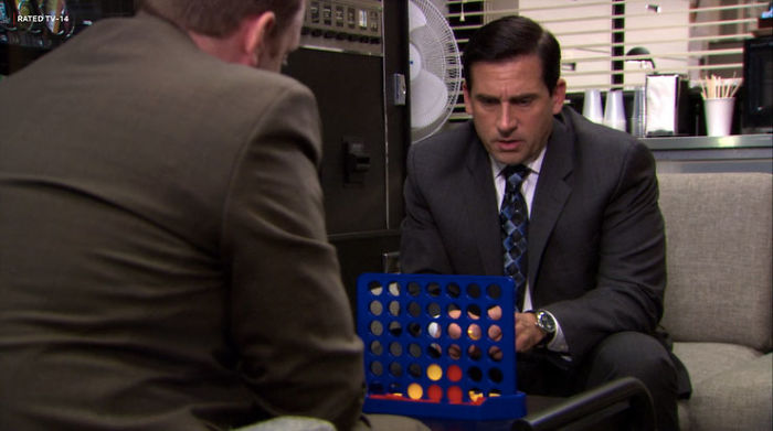 While Playing Connect 4, Toby Is Setting Michael Up To Win The Game And Get Him Feeling Good About Himself