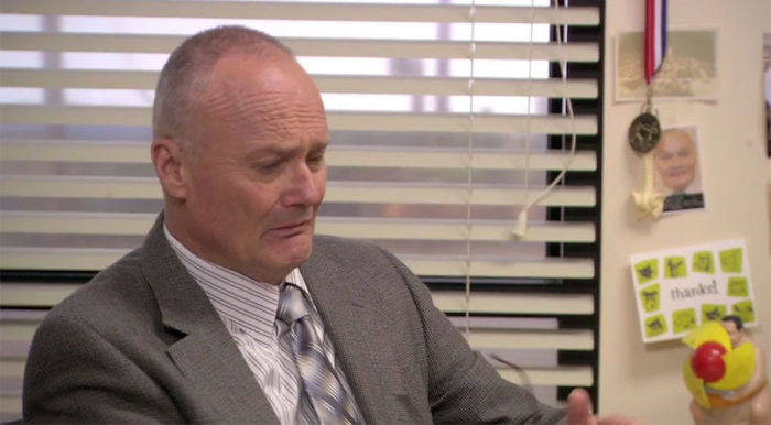 Creed Has A Copy Of His Mugshot Hanging On His Desk Wall