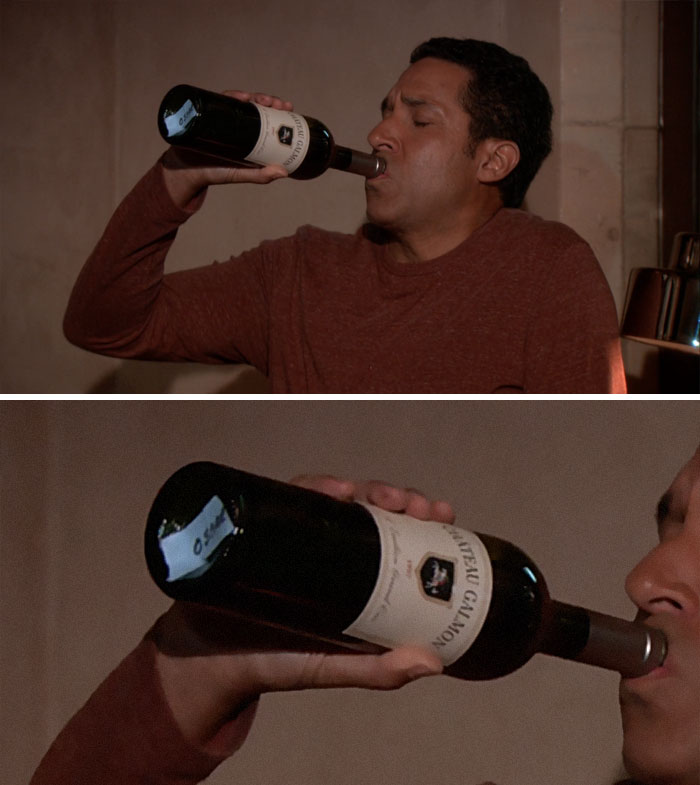 Oscar Is Drinking From A Prop Wine Bottle