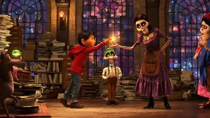 In Pixar's Coco, Inside The Family Affairs Office The Coils In The Light Bulbs Look Like Skulls