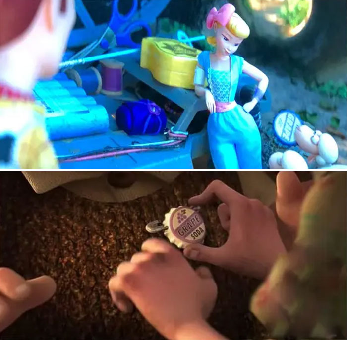 The Grape Soda Cap From Up Makes A Quick Appearance When Bo Peep's Sheep Find It On The Playground