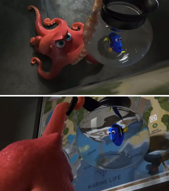 The Bottom Of The Coffee Pot That Dory Hops Into Is Stained From Use
