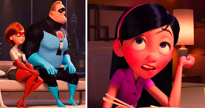 Incredibles (2004) Elastagirl’s Original Suit Was Red And Mr. Incredible’s Suit Was Blue, Their First Child’s Name? Violet