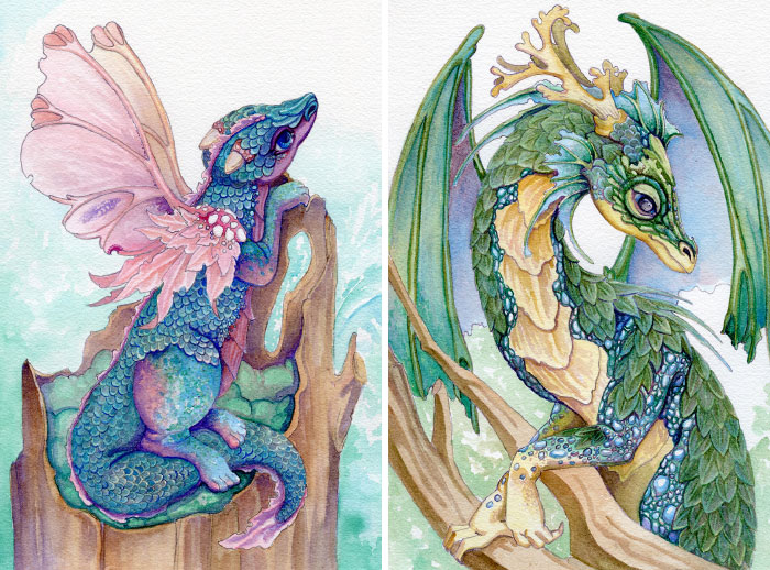 Painting Helps Me To Manage Daily Life With Schizophrenia, Here Are My 16 Dragons In Watercolor (16 Pics)