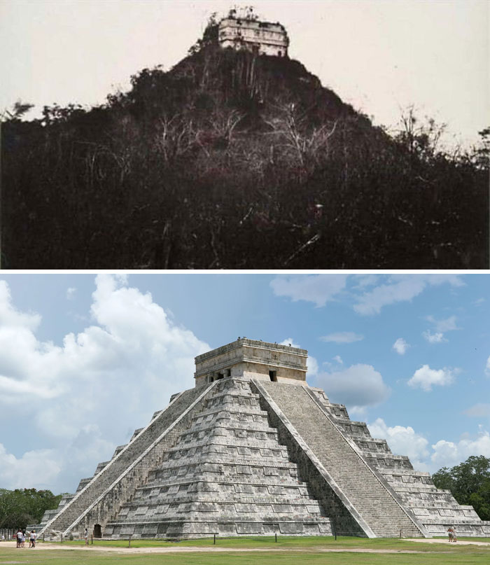 Chichen Itza en 1892 y ahora