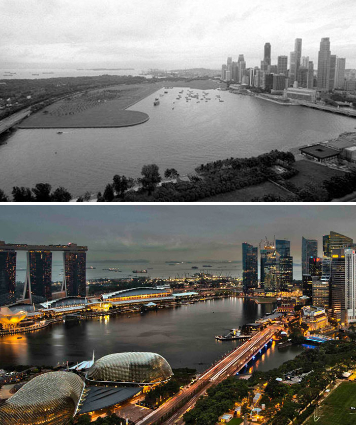 Singapur en el año 2000 y ahora