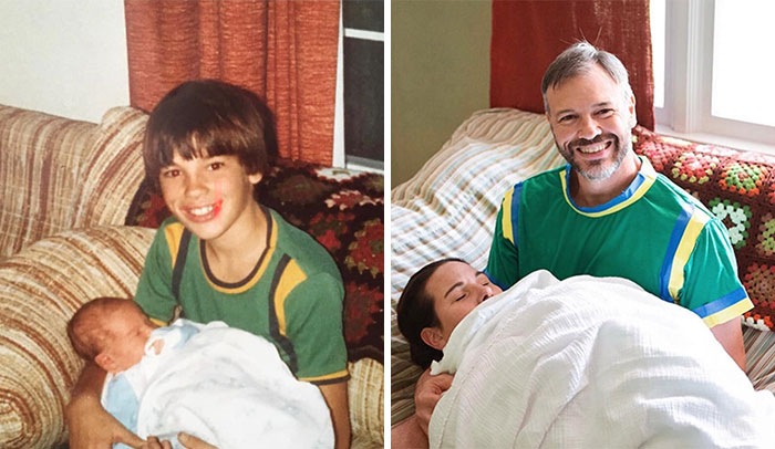 Our Mom Turned 70 And My Brother And I Decided To Recreate Our Hilarious Childhood Photos For Her Birthday