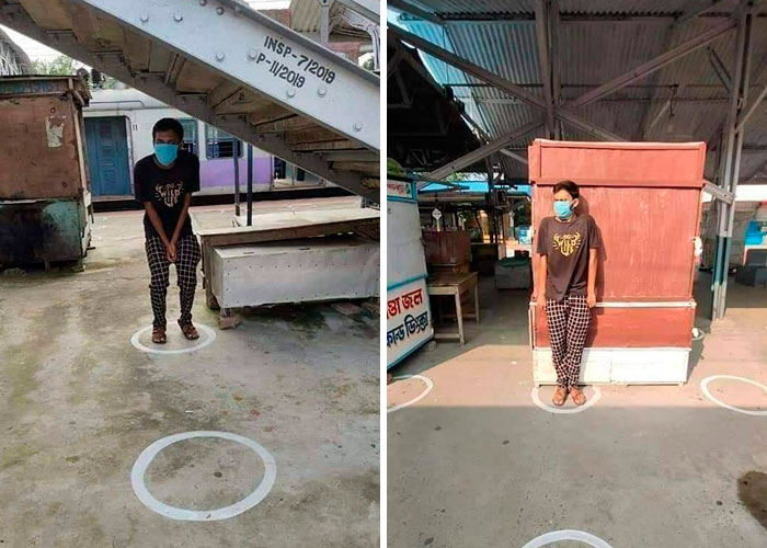 India Put Out "Social Distancing" Circles In One Of Its Train Stations, People Are Mocking Their Hilariously Awkward Placement