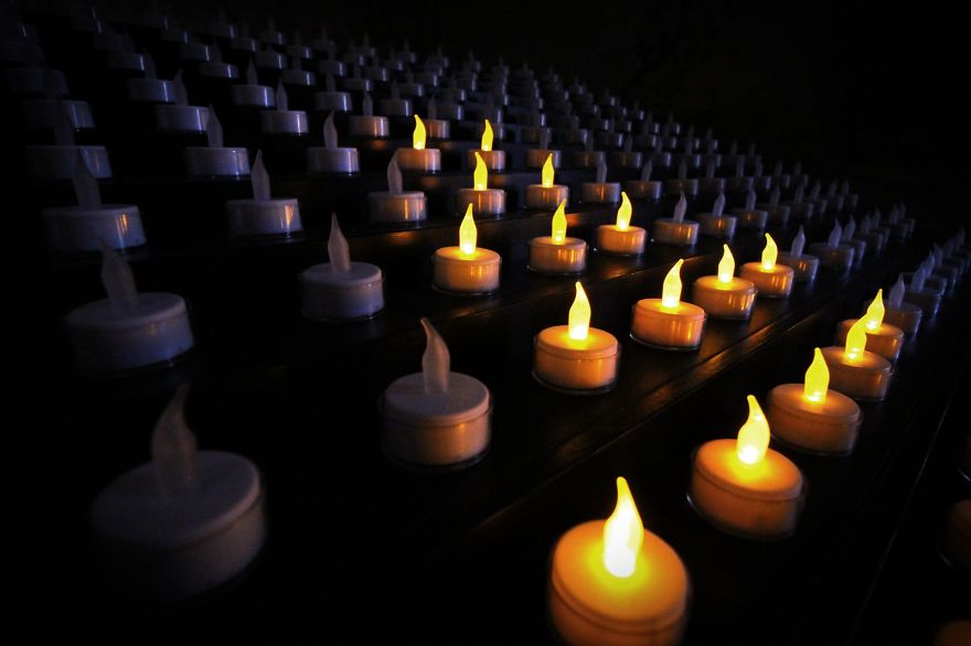 We Made An Interactive Installation That Shows Your Reflection Using Hundreds Of Votive Candles