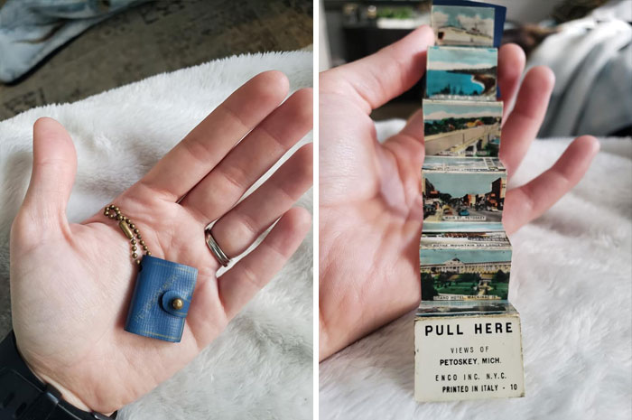 Found This Buried In $1 Bin At A Flea Market. Have No Idea How Old It Is.. Teeny Tiny Petoskey, Mi Postcard Book Keychain. Made In Italy. I Wonder If There Are More Of These For Different Cities.. I'd Love To Collect Them