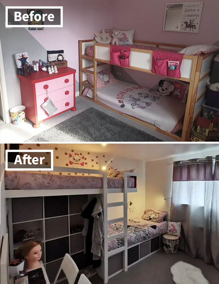 Mom Redoes The Small Bedroom That Her 3 Daughters Share Ensuring Each Of Them Gets Their Own Personal Space Bored Panda