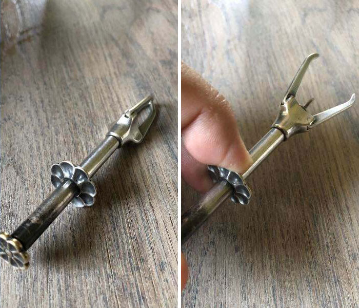 A Silver Utensil. When You Press The Button On One End The Grips Open. What Is This Thing?
