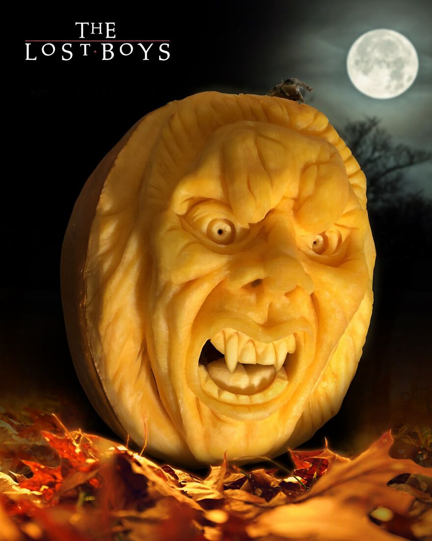 “David” Is “Lost Boys” Pumpkin Produced For "The Love Of Horror" Convention (Manchester) In 2019 When All The Original Cast Members Were Present