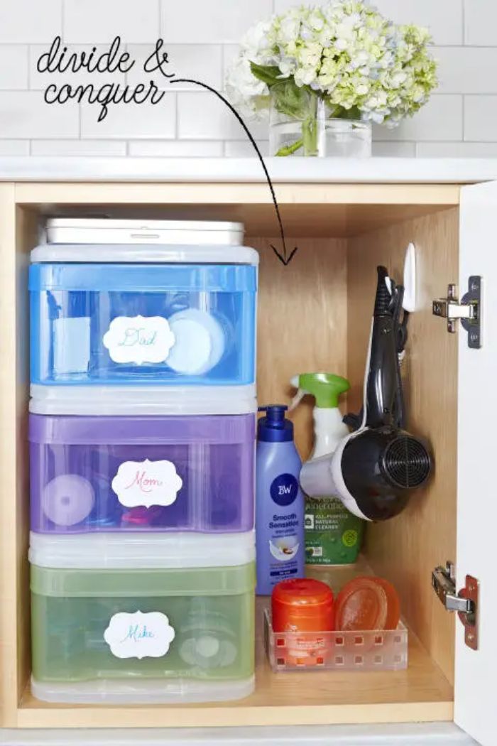 If You Share A Bathroom With Several People, Assigned Plastic Drawers Can Give Everyone Their Own Space