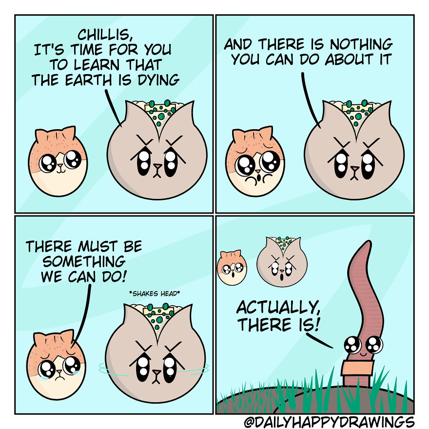 I Illustrate Comics About Composting Through The Eyes Of Cats