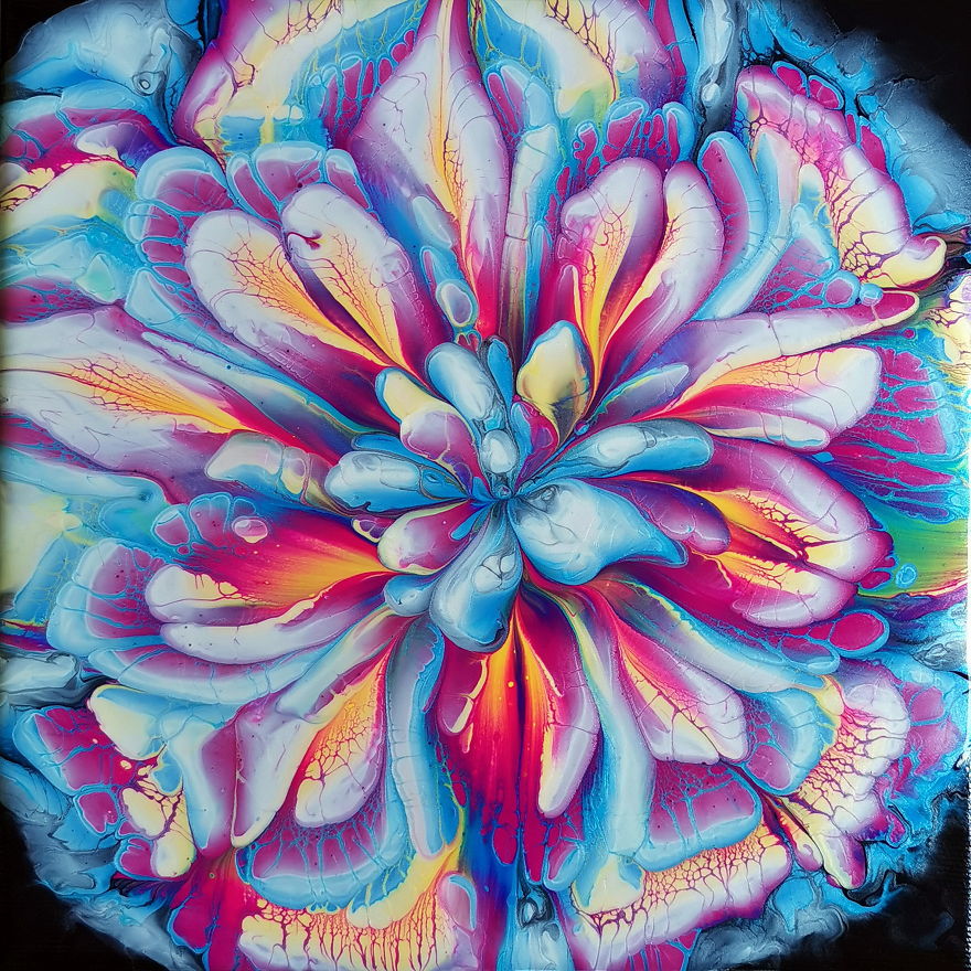 7 Amazing Acrylic Pour Flower Paintings / Acrylic Pouring Compilation / Fiona Art